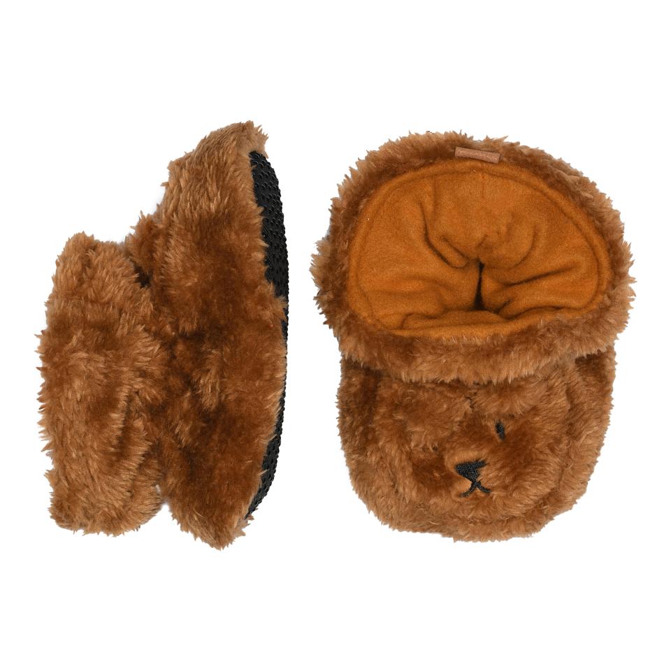 Melton slofjes fluffy beer bruin
