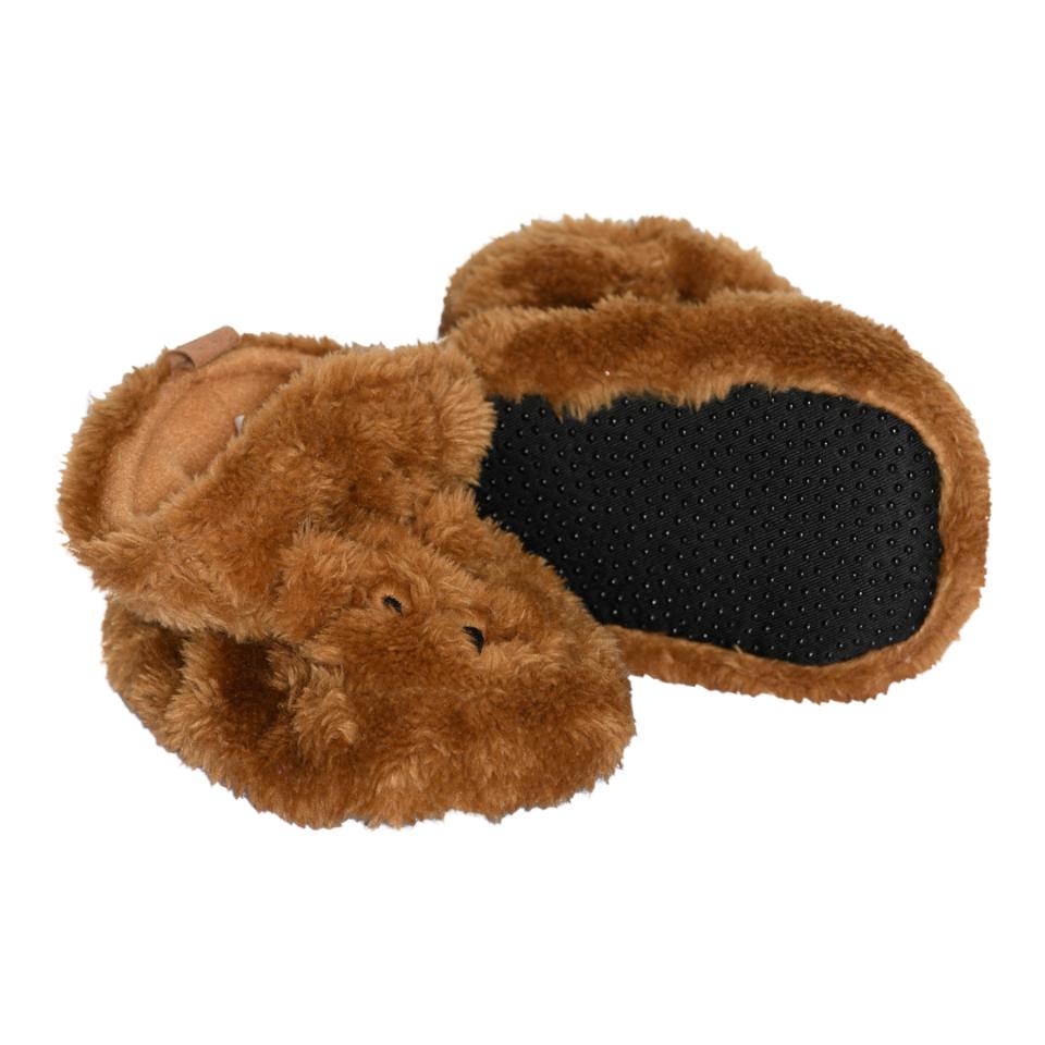 Melton slofjes fluffy beer bruin