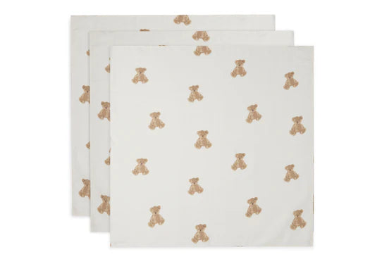 Jollein Hydrofiele doek Small 70x70 cm Teddy bear (3-pak)