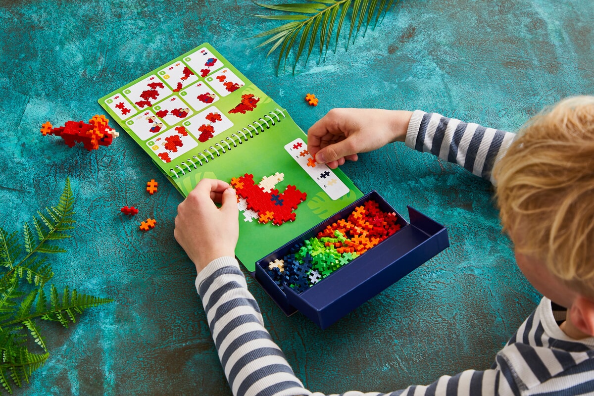 Plus Plus puzzel op nummer activity pad Dino