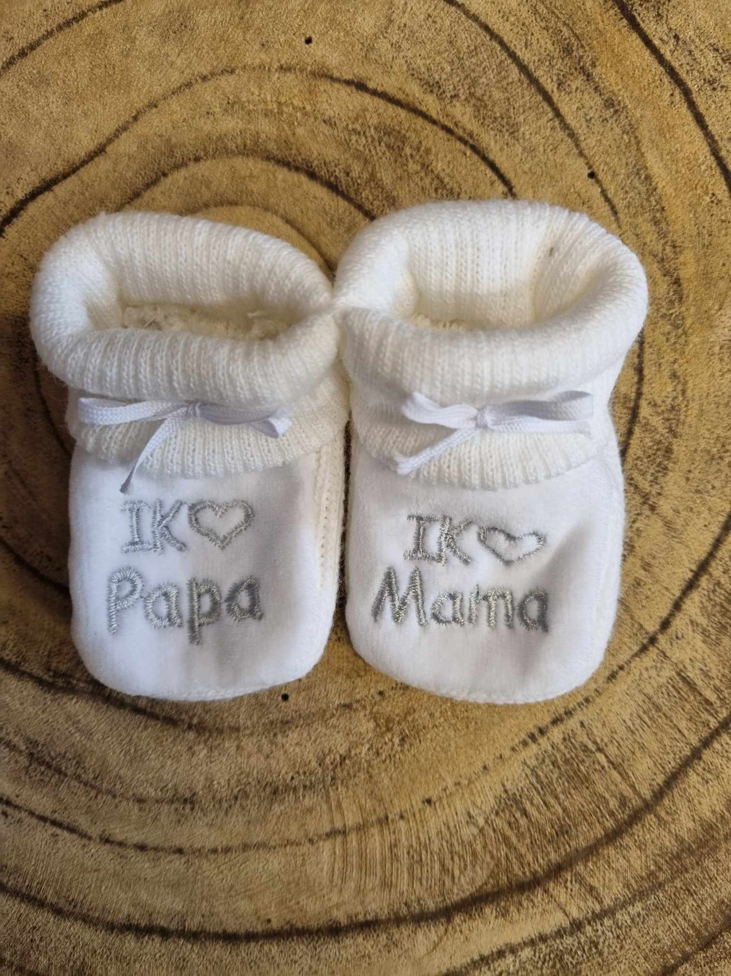 Eerste slofjes Ik ♥ Papa en Mama