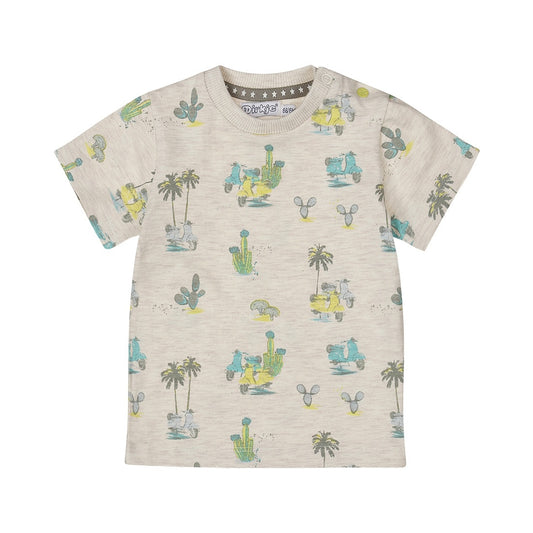 Dirkje jongens T-shirt off white gemêleerd scooter