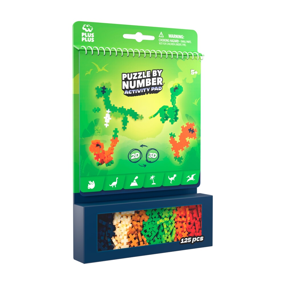 Plus Plus puzzel op nummer activity pad Dino
