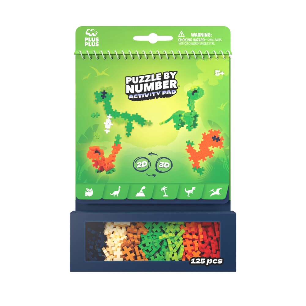 Plus Plus puzzel op nummer activity pad Dino