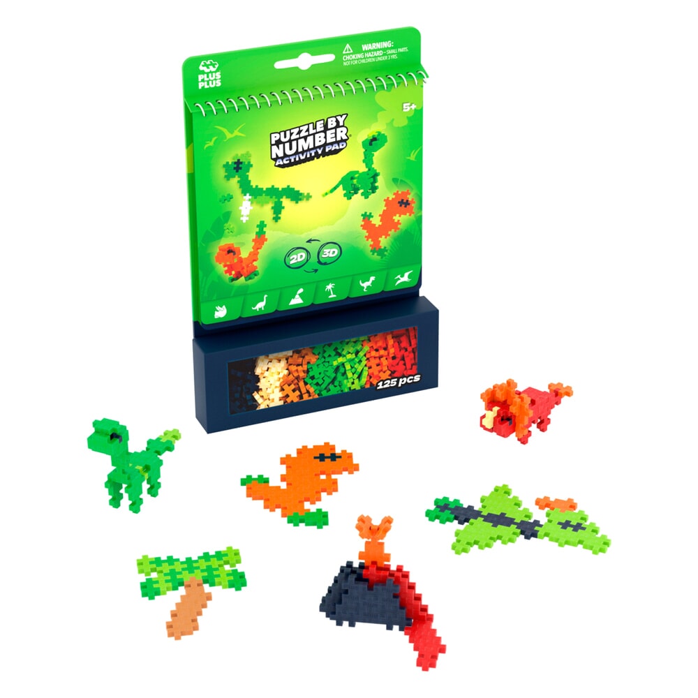 Plus Plus puzzel op nummer activity pad Dino