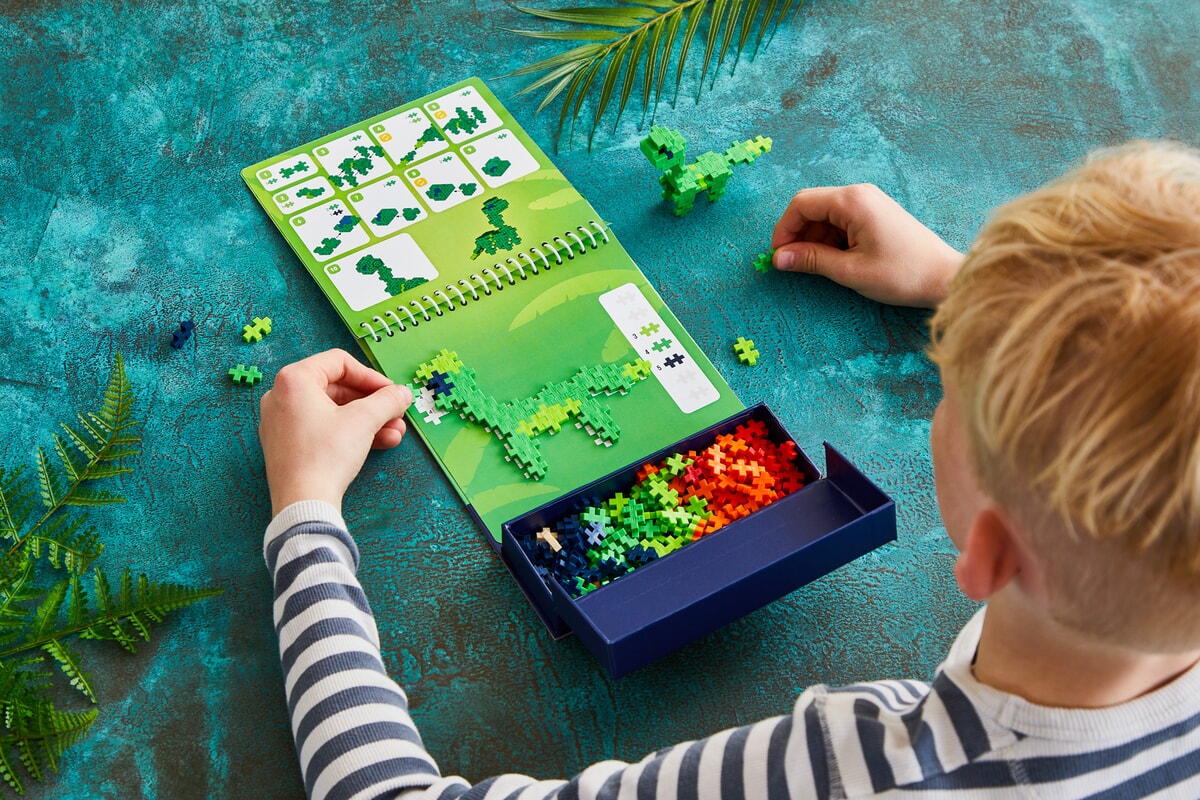 Plus Plus puzzel op nummer activity pad Dino