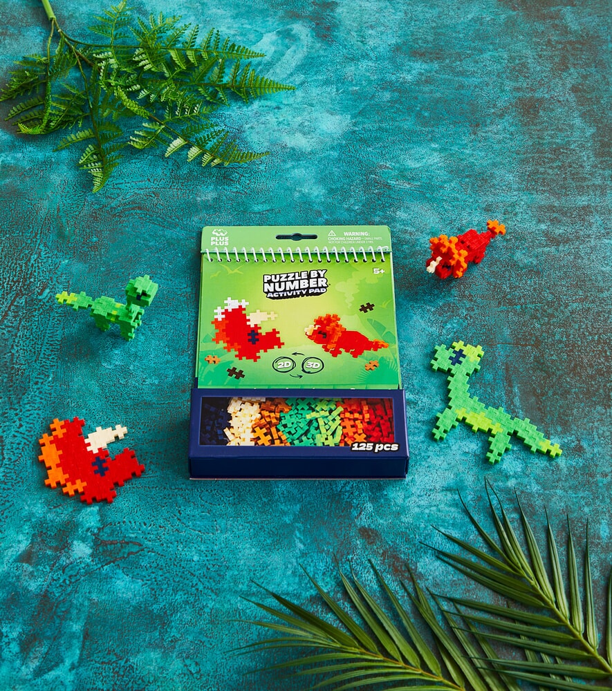 Plus Plus puzzel op nummer activity pad Dino