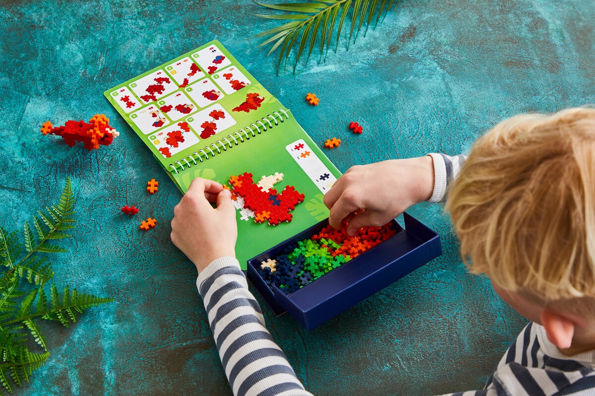 Plus Plus puzzel op nummer activity pad Dino