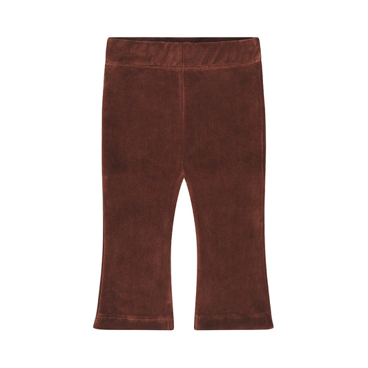 Dirkje bruin flared broekje met velvet stof