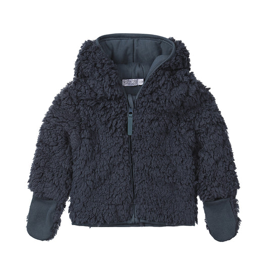 Dirkje bont vestje / jasje met capuchon in donkerblauw