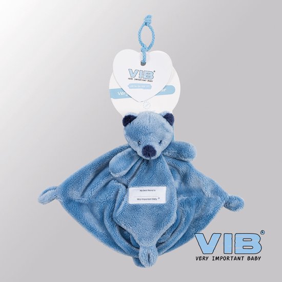 VIB knuffeldoekje Beer blauw