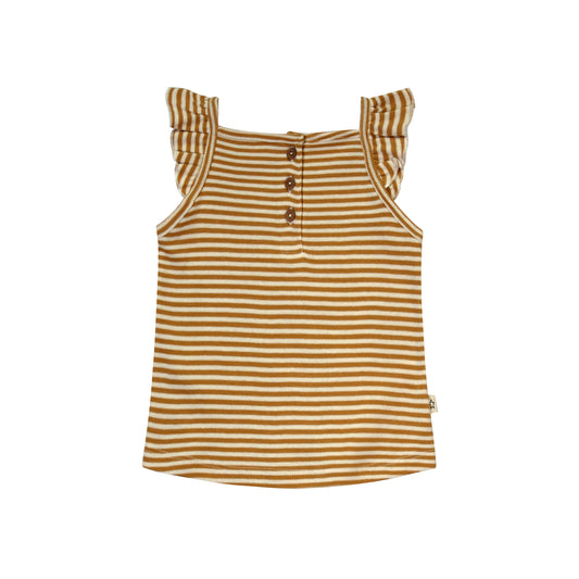 Your Wishes Gold Stripes Ruffle Singlet