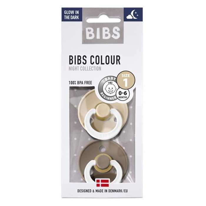 Bibs Speen 2-pack colour Vanilla glow/Dark Oak glow T1