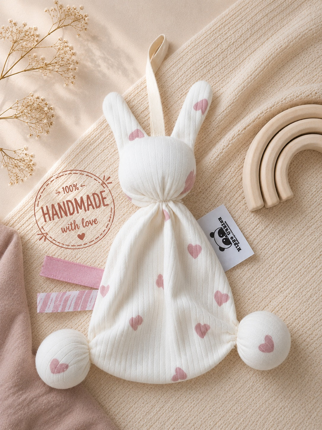 Knuffeldoekje hartjes oud roze